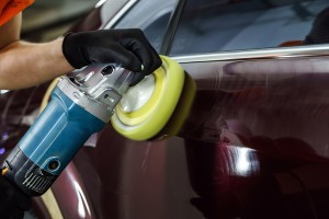 Car surface buffing. Renewing using polish machine. ** Note: Slight blurriness, best at smaller sizes